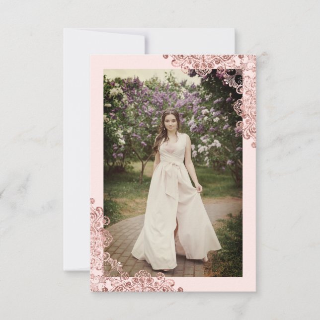 Fest Quinceañera Spanska Spets Effekten Rosa Guld (Framsida)