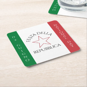 Festa della Repubblicas nationaldag i Italien Flag Underlägg Papper Kvadrat