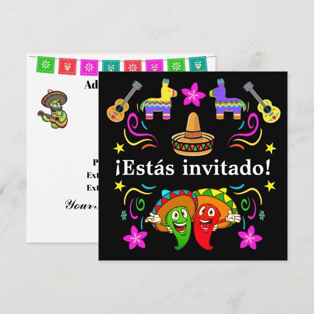 Festa - "Estás invitado"! Inbjudningar (Fram/baksida)