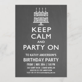 Festa födelsedagsinbjudan med Keep Calm and Party Inbjudningar