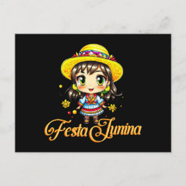 Festa Junina Cute Farm Girl Vykort