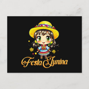 Festa Junina Cute Farm Girl Vykort