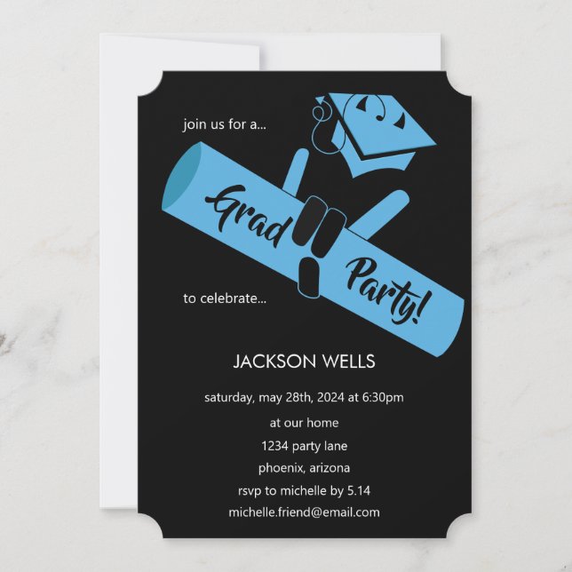 Festa på! Blå Inbjudningar (Framsida)