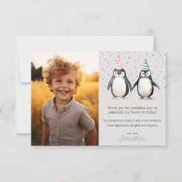 Festa pingviner, vackla över barnens födelsedag tack kort