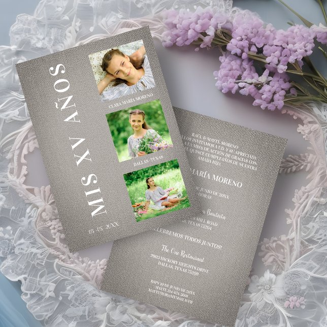 Festa Quinceañera Spanska Textur Textil Grå (Skapare uppladdad)