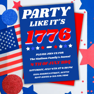 Festa som om det vore 1776 Patriotisk USA-firande Inbjudningar