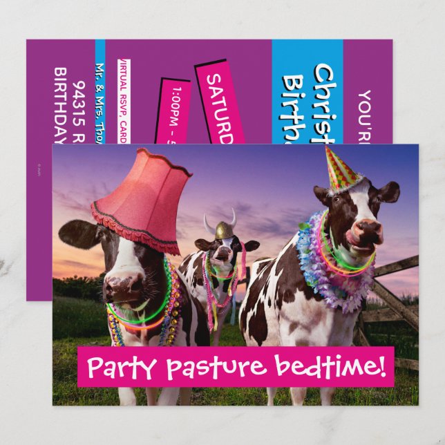 Festa Tills Korna Kommer Hem Inbjudningar (Fram/baksida)