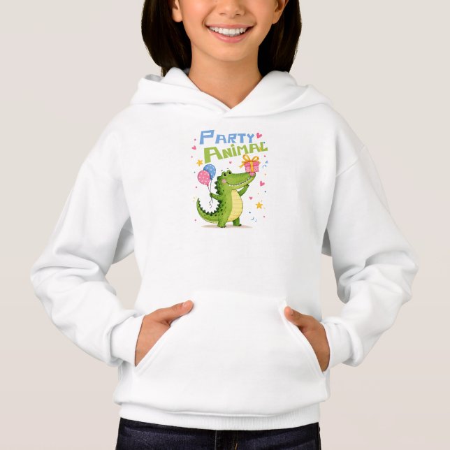 Festar djur alligator födelsedag barn t shirt (Framsida)