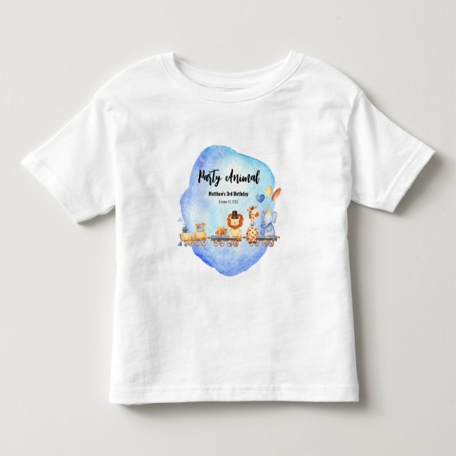 Festar på tåg Djungel Födelsedagsfest T Shirt (Framsida)