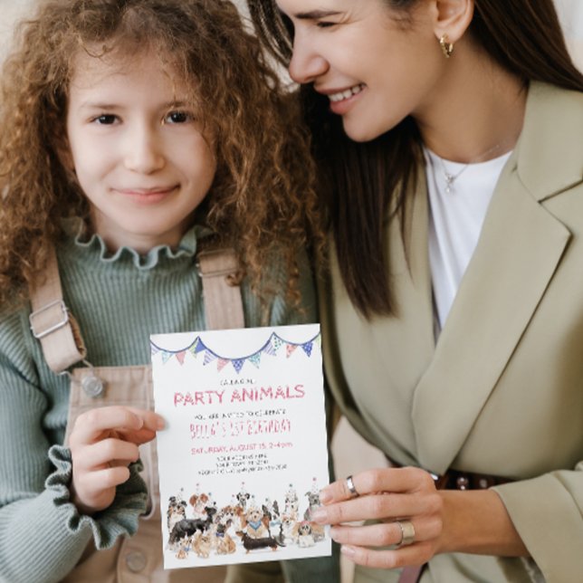 Festarbeten Valp Hund Födelsedagsfest Inbjudan (Paw-ty Time! Celebrating Your Puppy's 1st Birthday!)