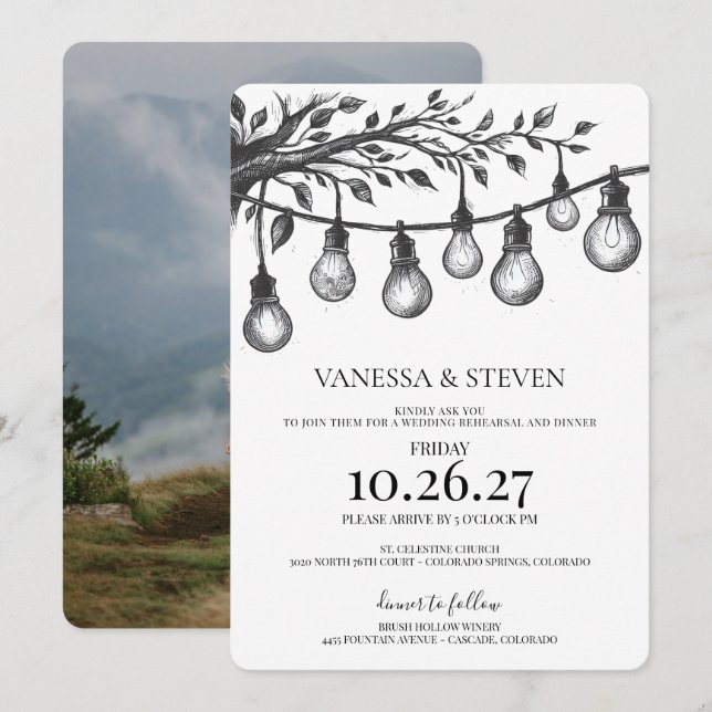 Festbelysning Övning Middag Inbjudningar (Fram/baksida)