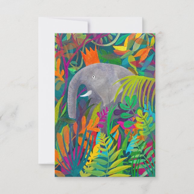 Festdjur!  Djungel elefant-kort Tack Kort (Framsida)