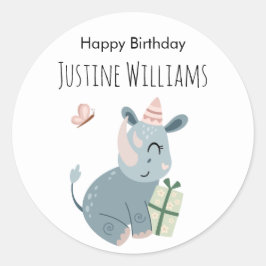 Festdjur, Noshörning med presenter och festsnura Runt Klistermärke