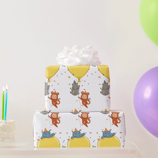 Festdjur som håller en ballong presentpapper (Skapare uppladdad)