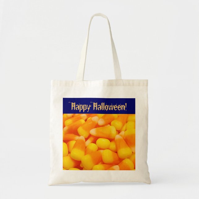 Fester för happy halloweentote bagscandy corn tygkasse (Framsidan)