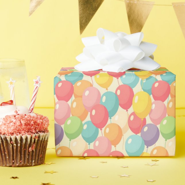 Festerballonger i olika färger presentpapper (Födelsedagsfest)