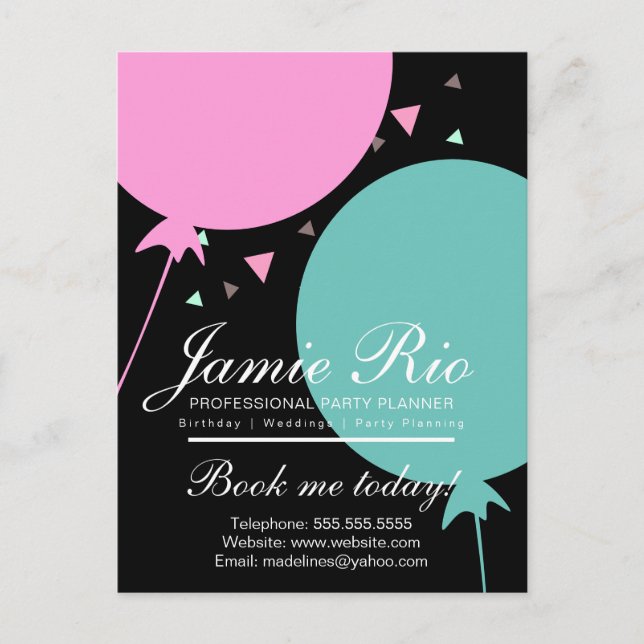 Festfixare Födelsedagsplanering Ballong  Konfetti Vykort (Framsida)