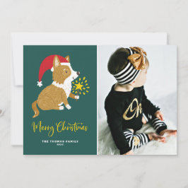 Festic Cute Santa Corgi God jul Photo Julkort