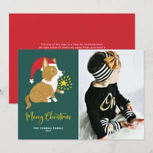 Festic Cute Santa Corgi God jul Photo Julkort
