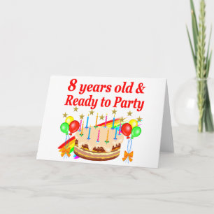 FESTIGEN 8 ÅR GAMN OCH REDO TILL PARTY BIRTHDAY CA KORT