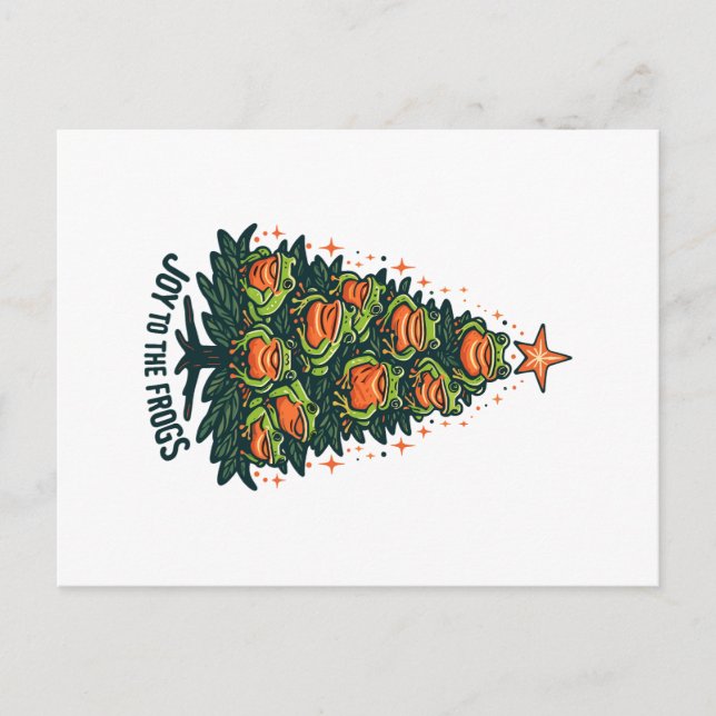 Festila amfibianer: Grodor på en singling i Julaft Vykort (Framsida)