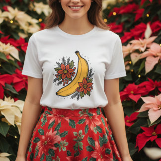 Festila bananer med poinsettia blommor jul t shirt
