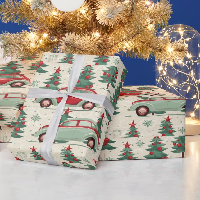 Festila bilar på papper förpackning med munkavle presentpapper (Helgdagar)
