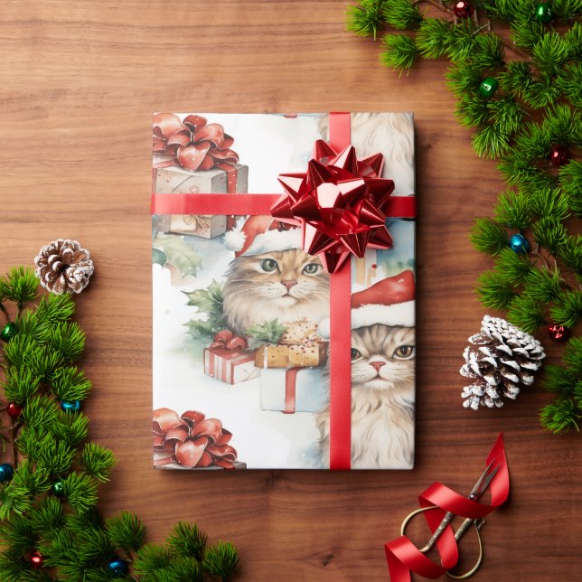 Festila katter i jultomten och gåvor presentpapper (Julgåva)