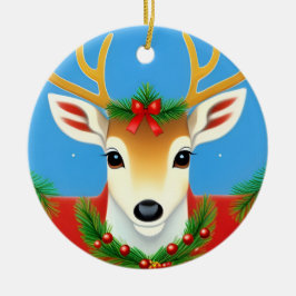 Festila renar med Helgdag andedräkt Julgransprydnad Keramik