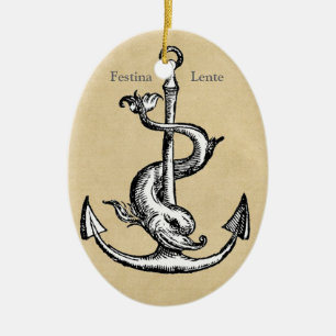 Festina Lente - gör Haste långsamt Julgransprydnad Keramik