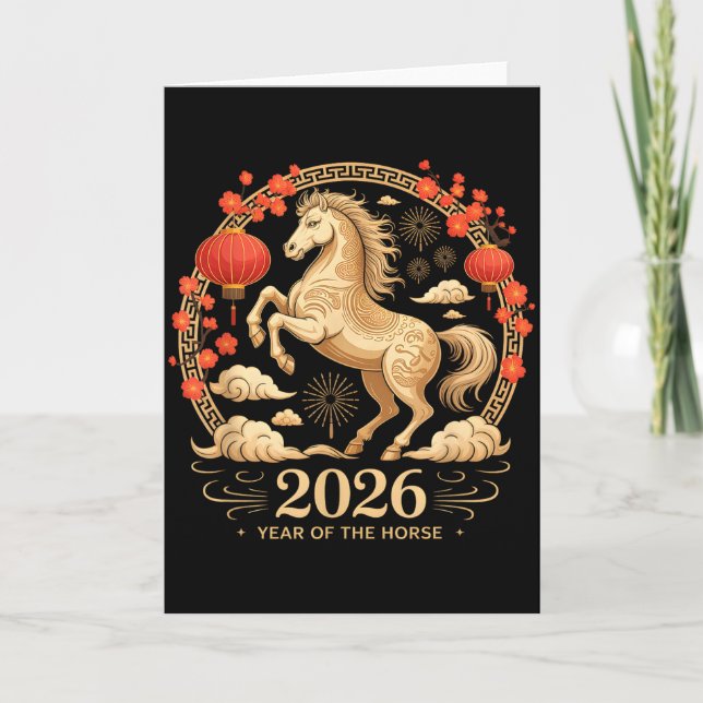 Festiv 2026 År för hästens tur Dam Lunar  Kort (Framsida)