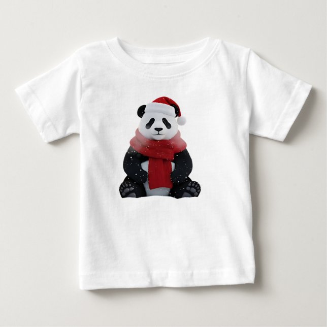 Festiv 3D-panda i vinterskog T Shirt (Framsida)
