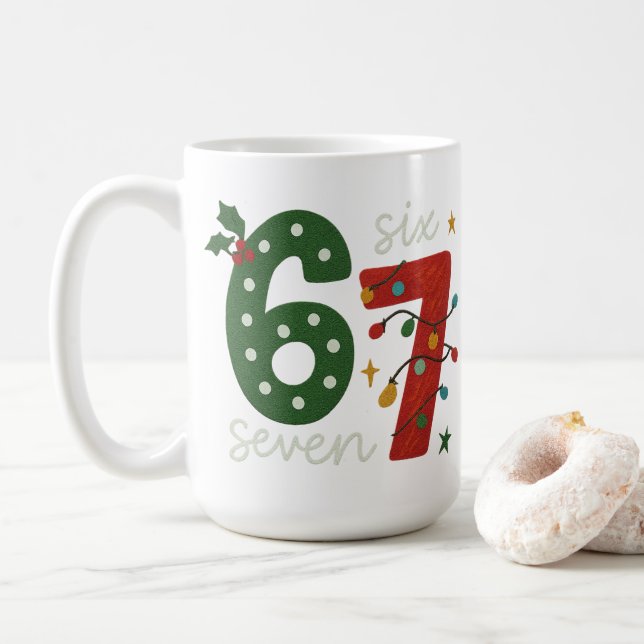 Festiv 67 – Ljusglada julnummerdesign Kaffemugg (Med munk)