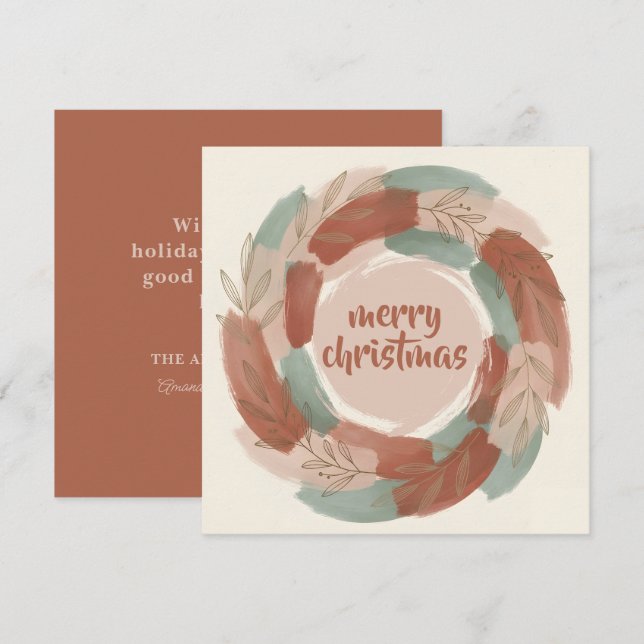 Festiv Abstrakt Krans Boho Jul Julkort (Fram/baksida)