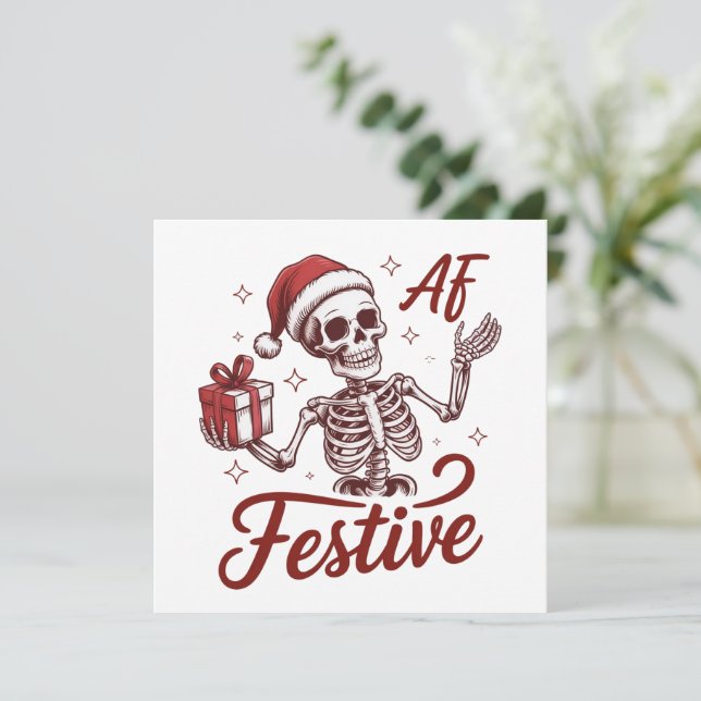 Festiv Af Skelett Snarky Jul Sarksastisk  Julkort (Stående Fram)