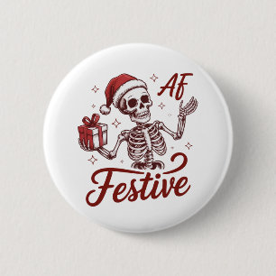 Festiv Af Skelett Snarky Jul Sarksastisk Knapp