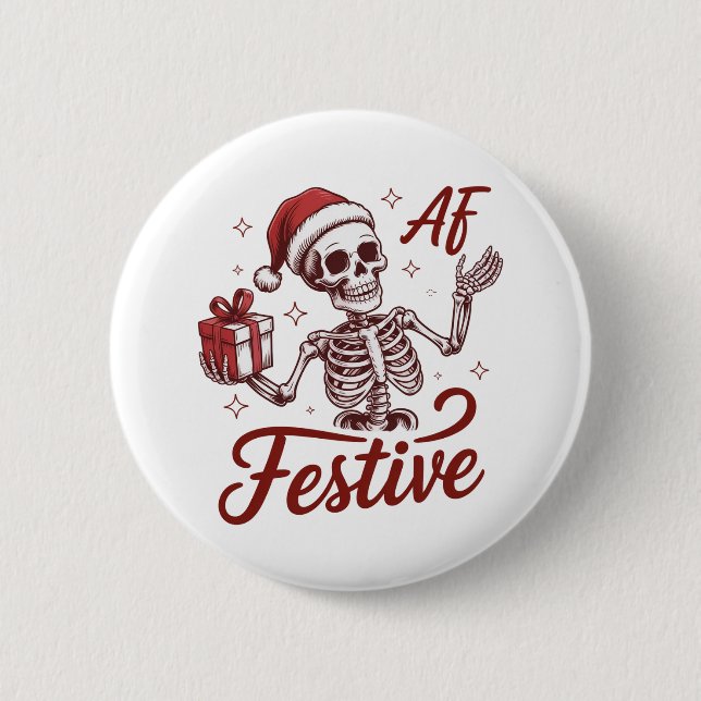 Festiv Af Skelett Snarky Jul Sarksastisk  Knapp (Framsida)