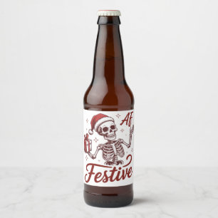 Festiv Af Skelett Snarky Jul Sarksastisk Ölflaska Etikett