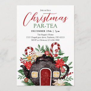 Festiv akvarell jul teaservering  inbjudningar