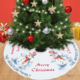 Festiv akvarell snöman skräddarsydd God Jul Julgransmatta Borstad Polyester