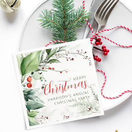 Festiv akvarellgrönska God Jul Pappersservett