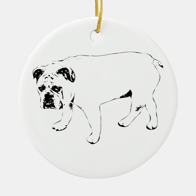 Festiv anda, Bulldog Trä Charm Julgransprydnad Keramik (Framsidan)
