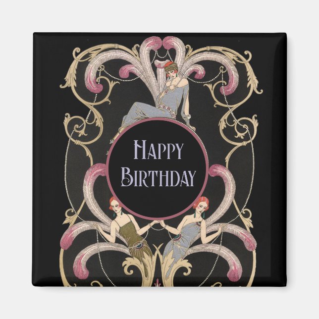 Festiv Art Deco födelsedag   Magnet (Framsidan)