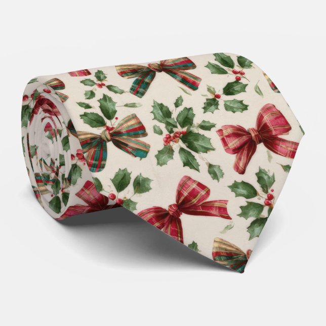 Festiv båge och julgransmönster  slips (Rullad)