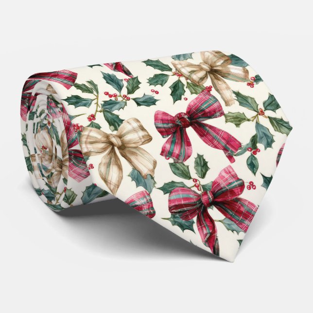 Festiv båge och jullyrka julmönster  slips (Rullad)