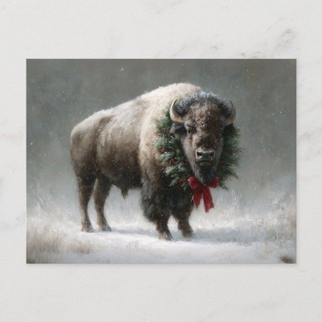 Festiv bison med höstslinga vykort (Framsida)