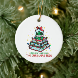 Festiv bokälskare jul julgransprydnad keramik