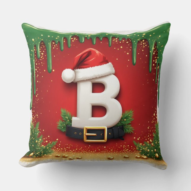 Festiv bokstav B med julstämning 🎅 Kudde (Framsida)