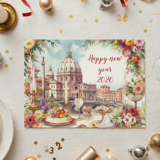 Festiv bord i Italien Nyår Vykort (Skapare uppladdad)