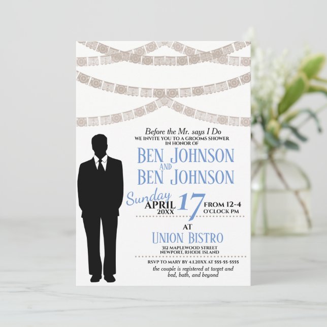 Festiv bröllopsfest för brudgummen inbjudan (Stående Fram)